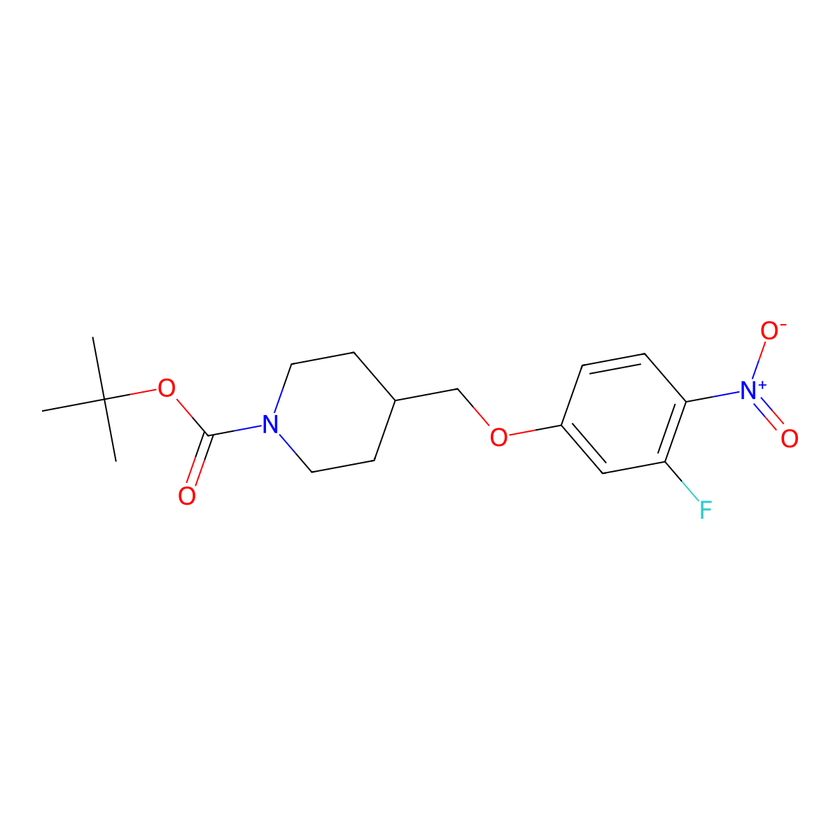 tert-Butyl 4-((3-fluoro-4-nitrophenoxy)methyl)piperidine-1-carboxylate molecular structure, CAS 1215168-20-9
