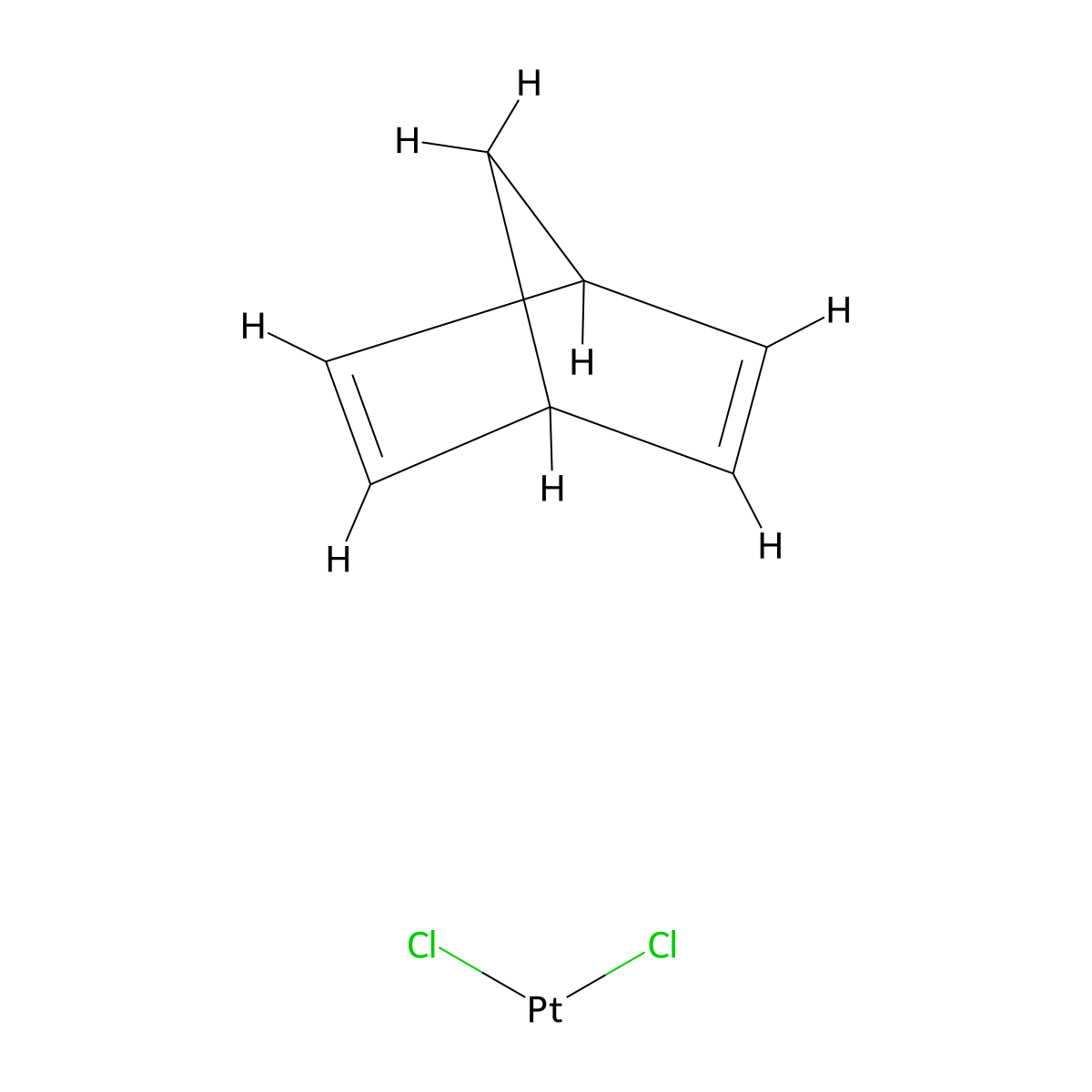 Dichloro(norbornadiene)platinum(II) molecular structure, CAS 12152-26-0