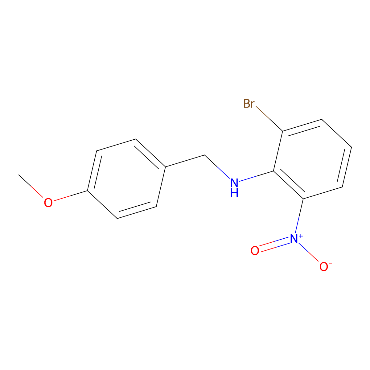 2-Bromo-N-(4-methoxybenzyl)-6-nitroaniline molecular structure, CAS 1215205-09-6