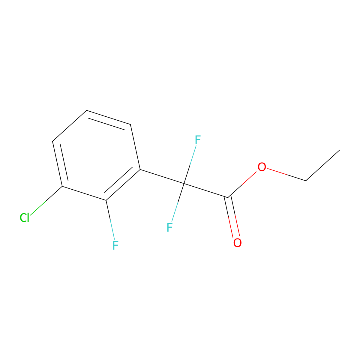 Ethyl 2-(3-chloro-2-fluorophenyl)-2,2-difluoroacetate molecular structure, CAS 1215205-78-9