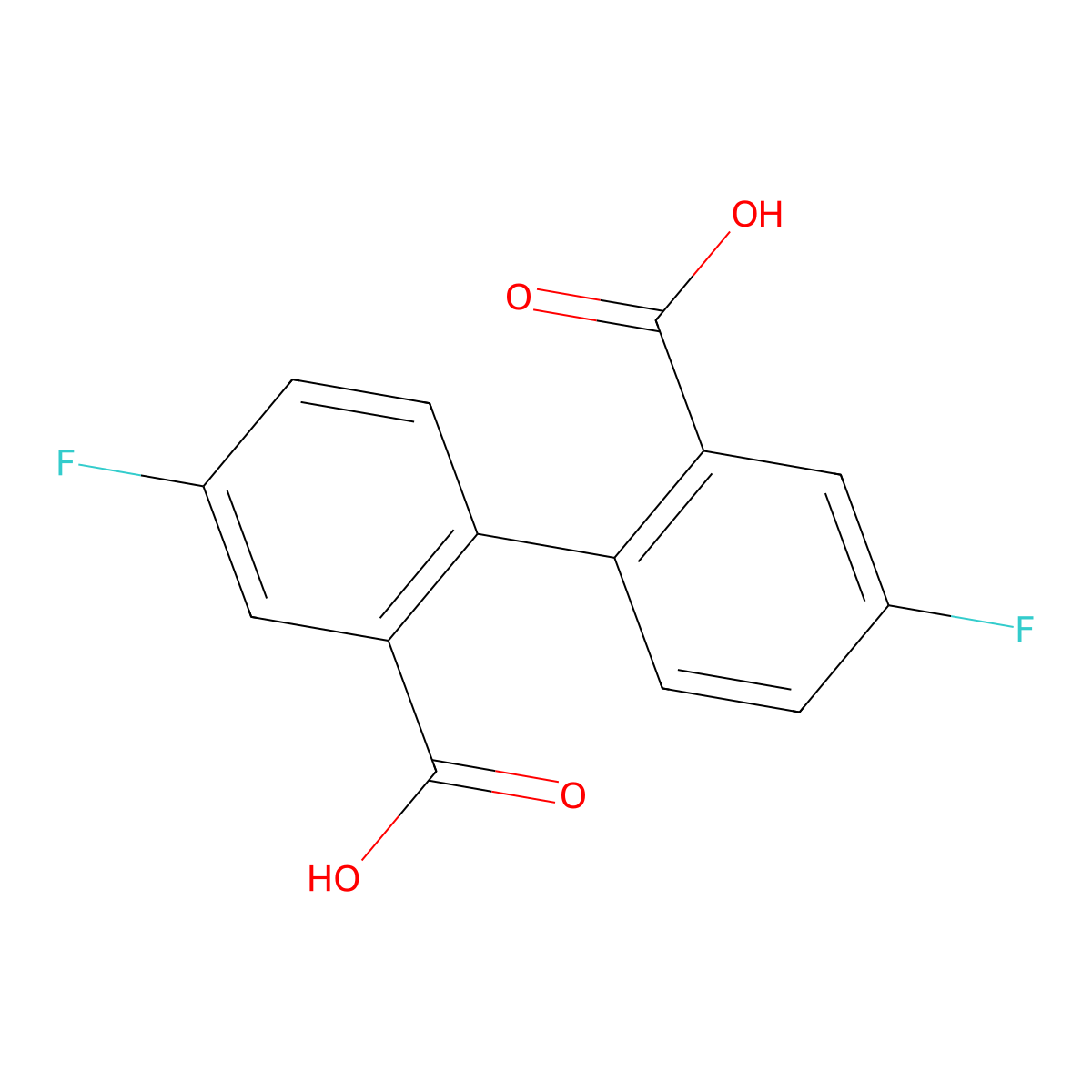4,4'-Difluorobiphenyl-2,2'-dicarboxylic acid molecular structure, CAS 1215205-82-5
