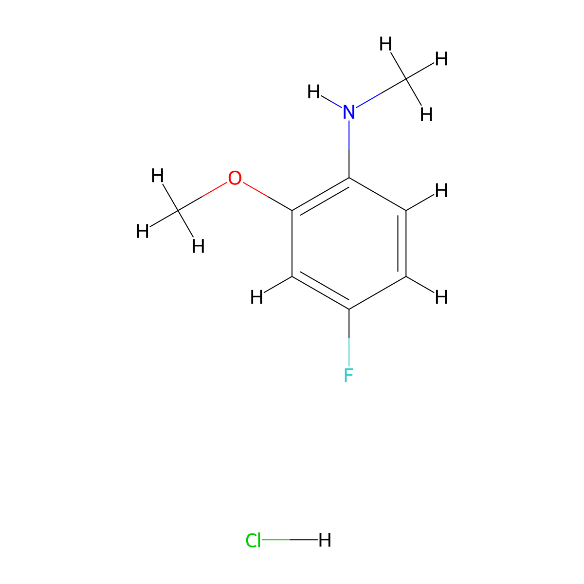 4-fluoro-2-methoxy-N-methylaniline hydrochloride molecular structure, CAS 1215205-84-7