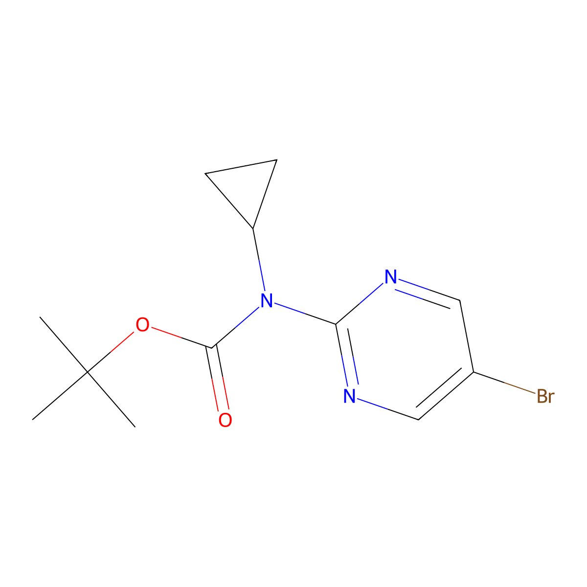 tert-Butyl (5-bromopyrimidin-2-yl)(cyclopropyl)carbamate molecular structure, CAS 1215205-89-2