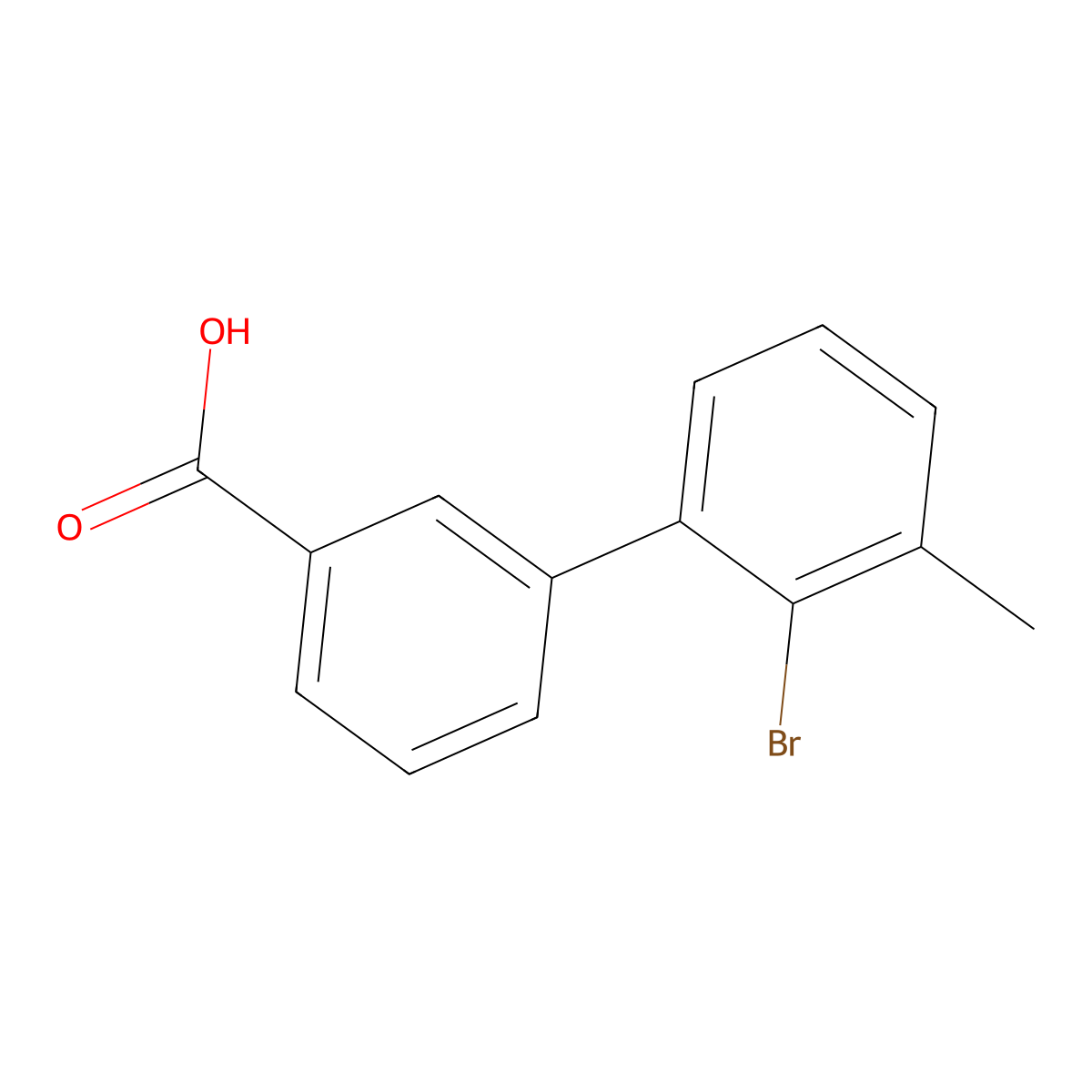 2'-Bromo-3'-methylbiphenyl-3-carboxylic acid molecular structure, CAS 1215206-31-7