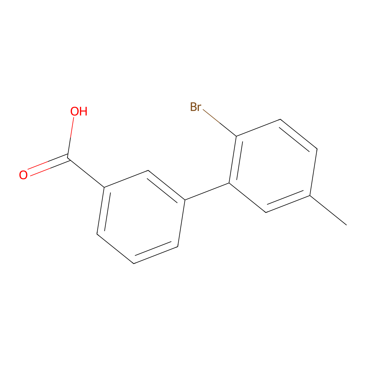 2'-Bromo-5'-methylbiphenyl-3-carboxylic acid molecular structure, CAS 1215206-43-1