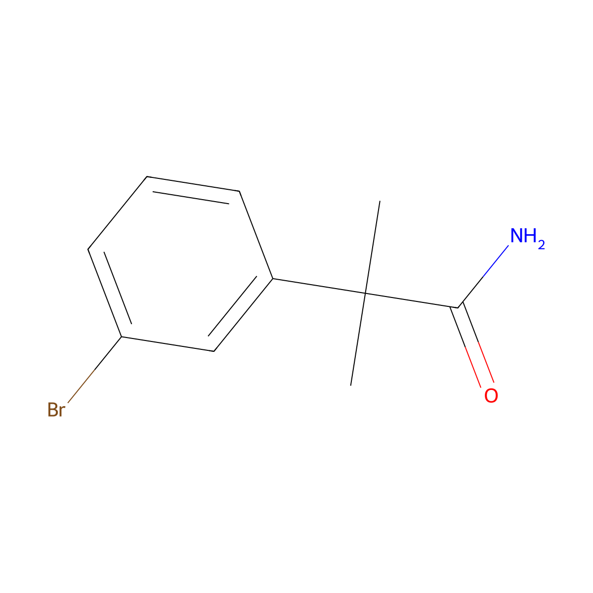 2-(3-Bromophenyl)-2-methylpropanamide molecular structure, CAS 1215206-60-2