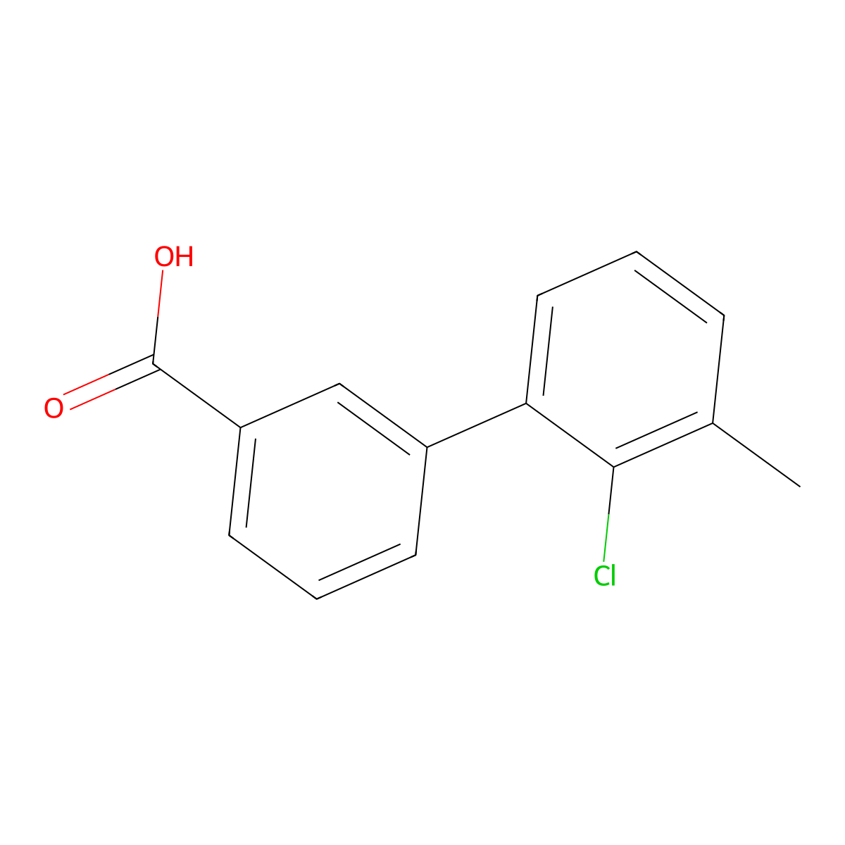 2'-Chloro-3'-methylbiphenyl-3-carboxylic acid molecular structure, CAS 1215206-65-7