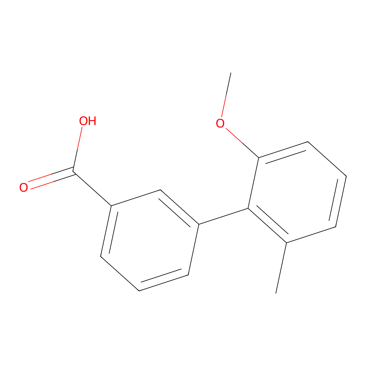 2'-Methoxy-6'-methylbiphenyl-3-carboxylic acid molecular structure, CAS 1215206-67-9