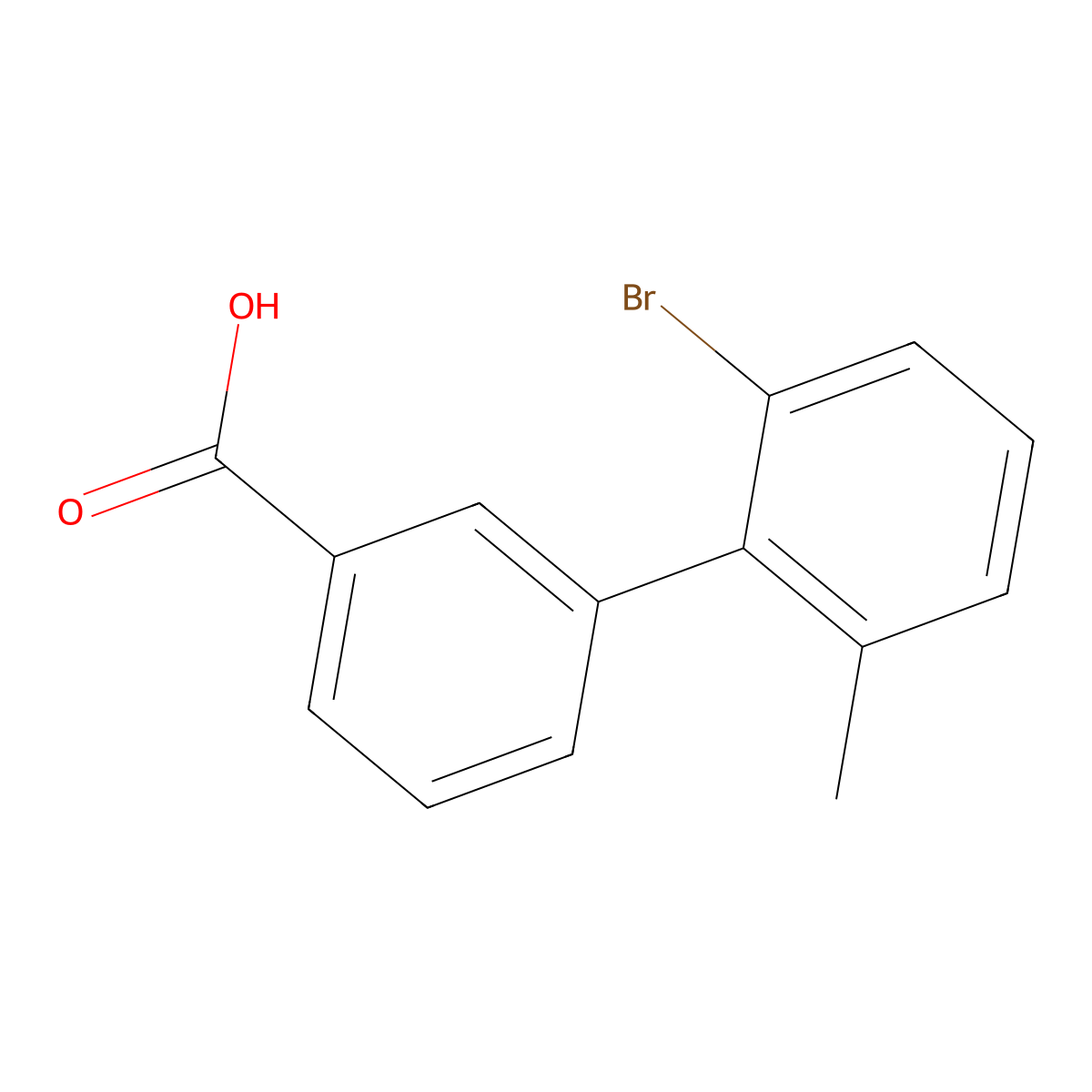 2'-Bromo-6'-methylbiphenyl-3-carboxylic acid molecular structure, CAS 1215206-69-1