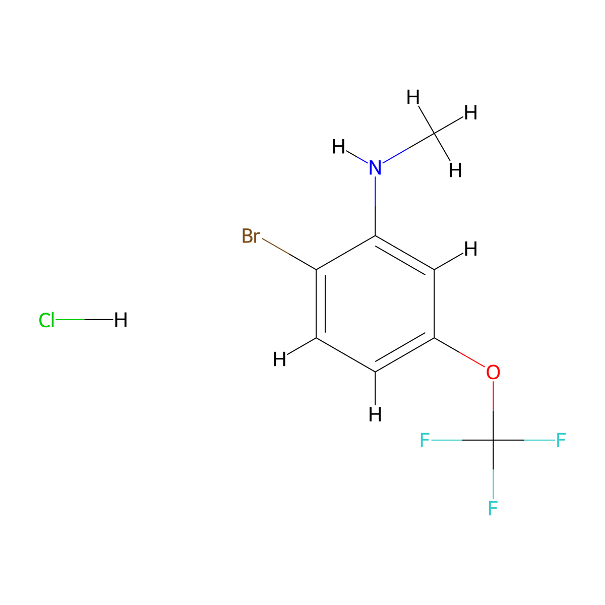 2-Bromo-N-methyl-5-(trifluoromethoxy)aniline hydrochloride molecular structure, CAS 1215206-76-0