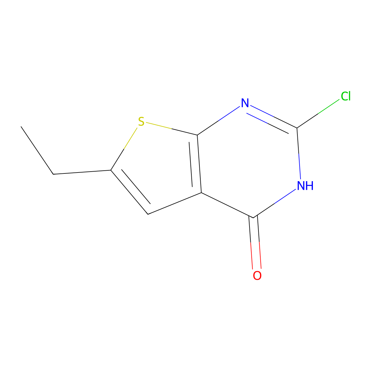 2-chloro-6-ethylthieno[2,3-d]pyrimidin-4(1H)-one molecular structure, CAS 1215221-49-0