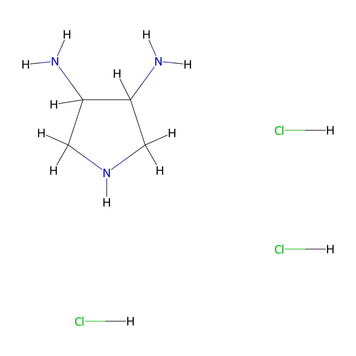 Pyrrolidine-3,4-diamine trihydrochloride molecular structure, CAS 1215233-48-9
