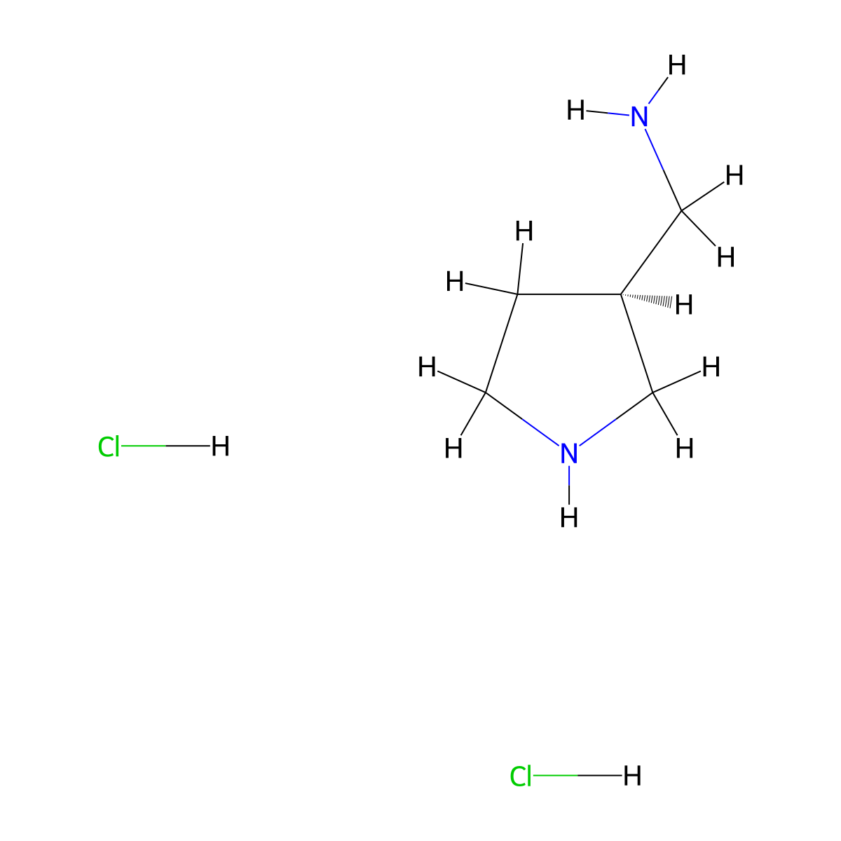 1-[(3S)-pyrrolidin-3-yl]methanamine dihydrochloride molecular structure, CAS 1215233-63-8