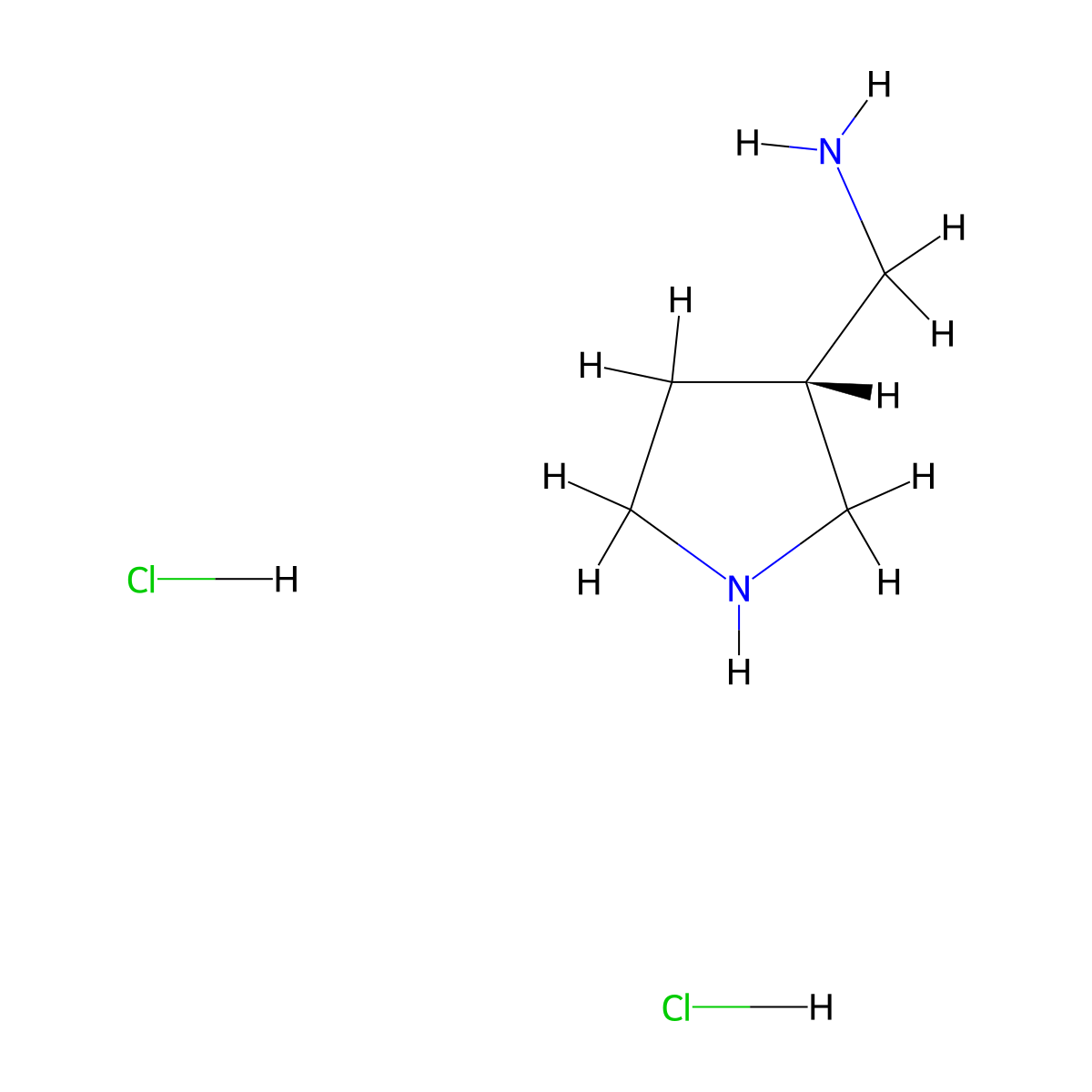 (3R)-Pyrrolidin-3-ylmethanamine dihydrochloride molecular structure, CAS 1215233-69-4