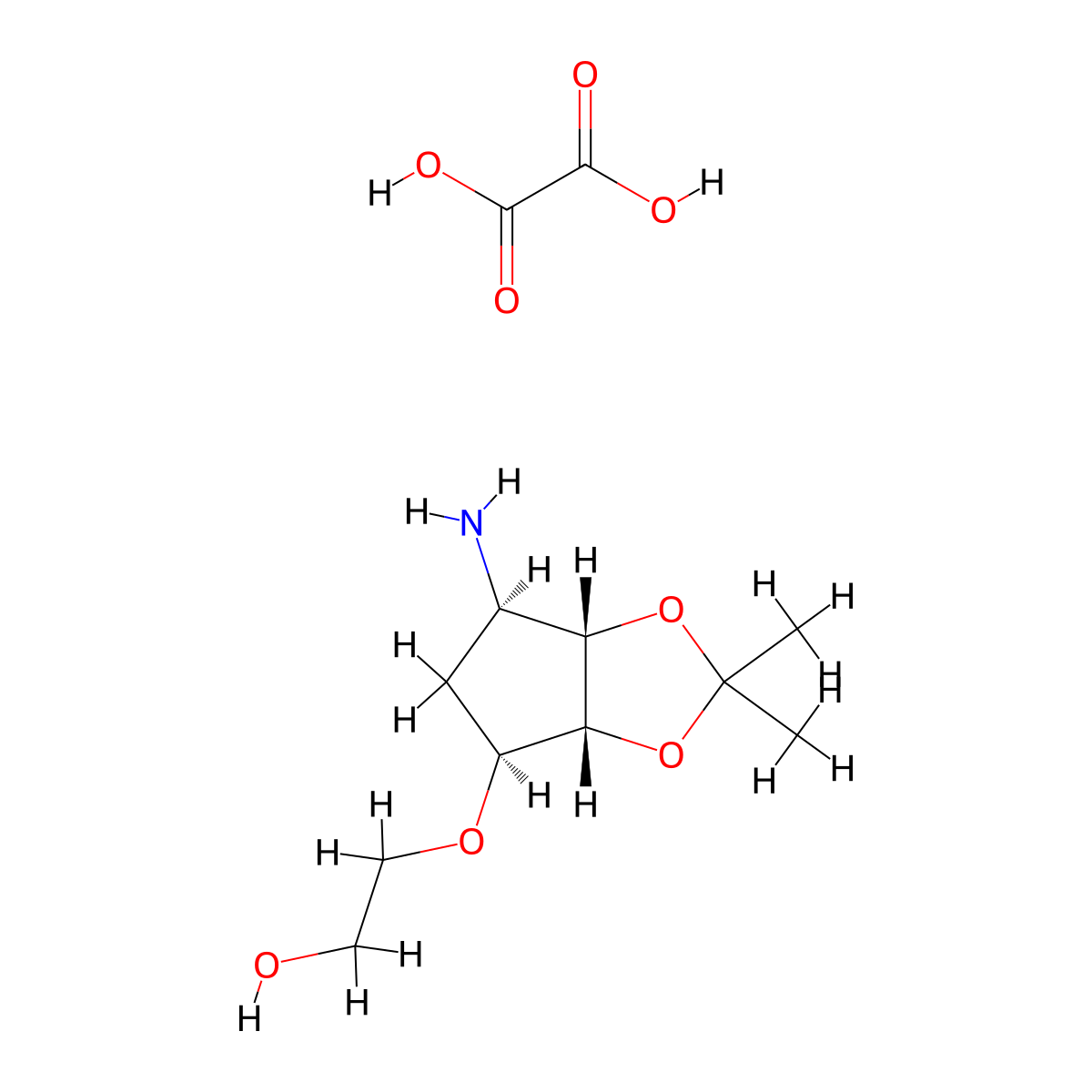 2-(((3aR,4S,6R,6aS)-6-Amino-2,2-dimethyltetrahydro-3aH-cyclopenta[d][1,3]dioxol-4-yl)oxy)ethanol oxalate molecular structure, CAS 1215268-15-7
