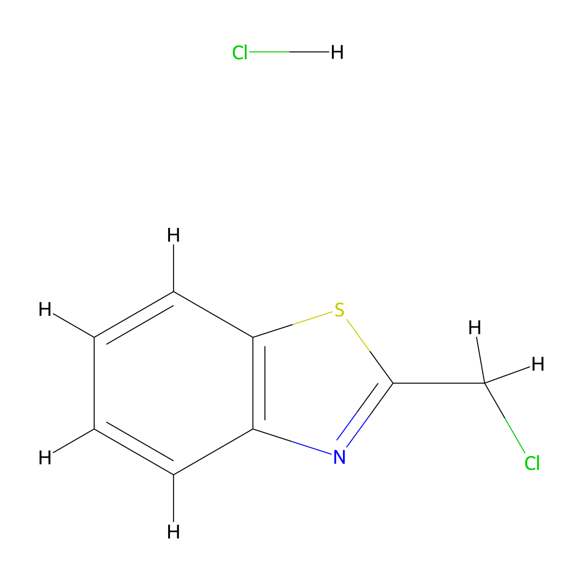 2-(Chloromethyl)-1,3-benzothiazole hydrochloride molecular structure, CAS 1215284-39-1