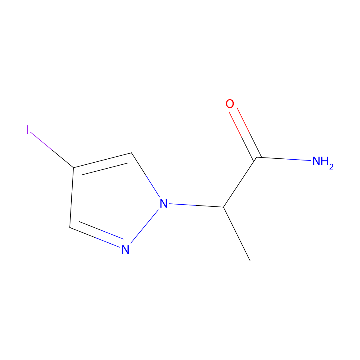2-(4-iodo-1H-pyrazol-1-yl)propanamide molecular structure, CAS 1215295-81-0