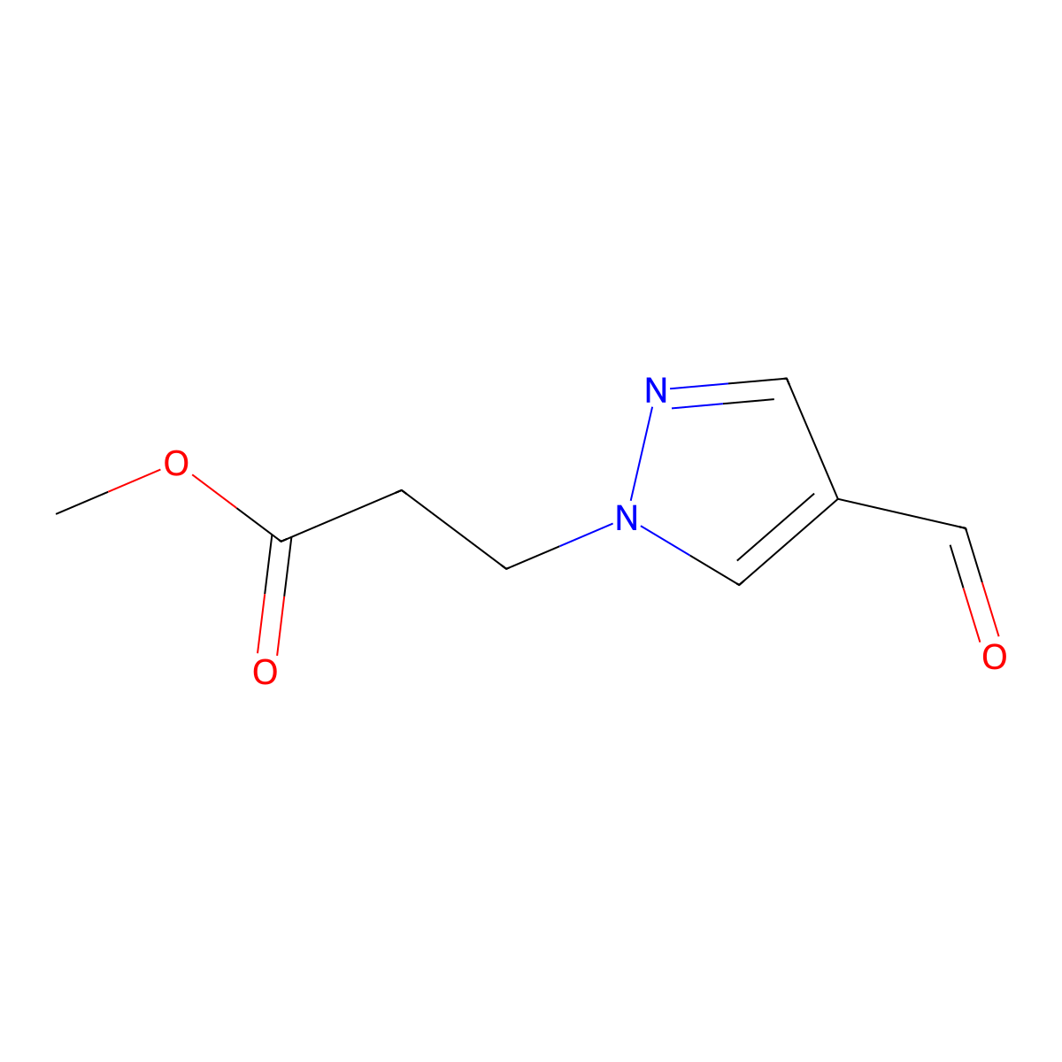 Methyl 3-(4-formyl-1H-pyrazol-1-YL)propanoate molecular structure, CAS 1215295-99-0