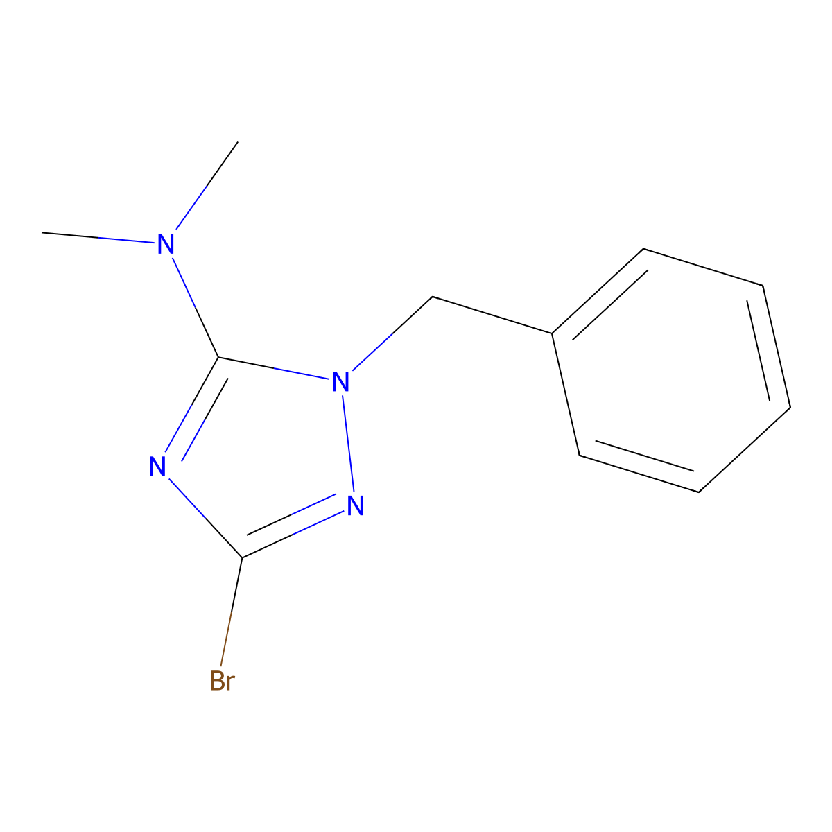 1-Benzyl-3-bromo-N,N-dimethyl-1H-1,2,4-triazol-5-amine molecular structure, CAS 1215296-00-6