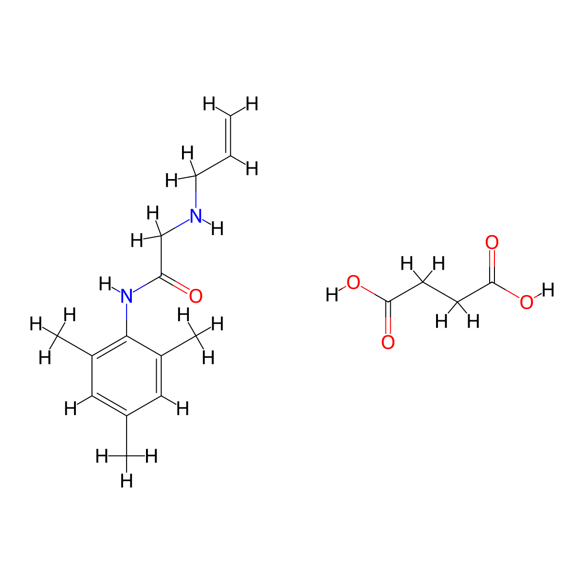 Acetamide, 2-(2-propenylamino)-N-(2,4,6-trimethylphenyl)-, butanedioate (1:1) molecular structure, CAS 121530-14-1