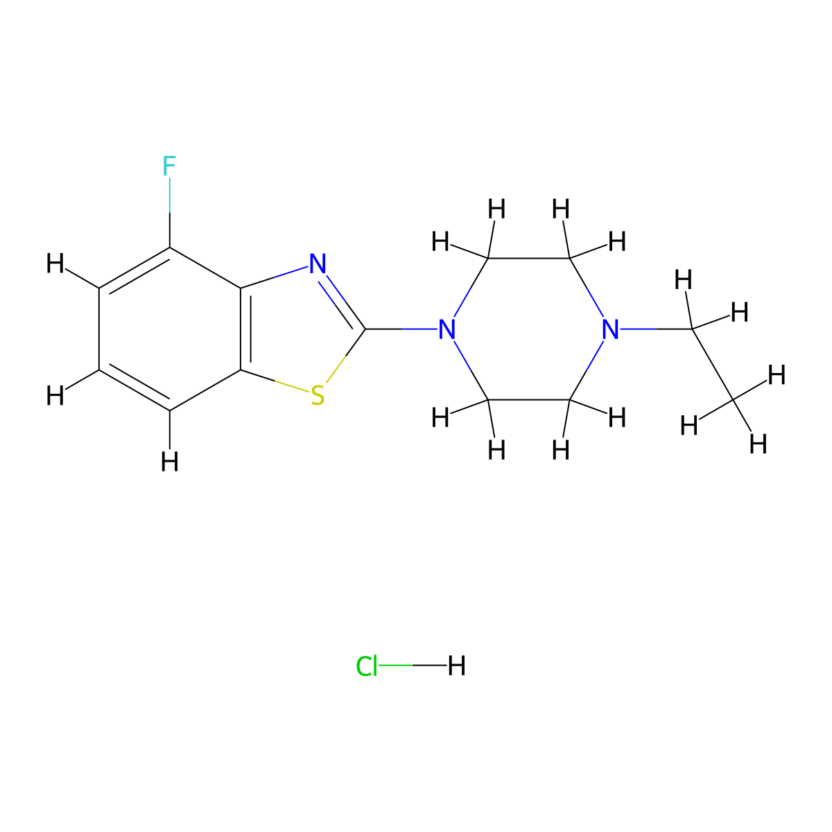 2-(4-Ethylpiperazin-1-YL)-4-fluoro-1,3-benzothiazole hydrochloride molecular structure, CAS 1215314-73-0