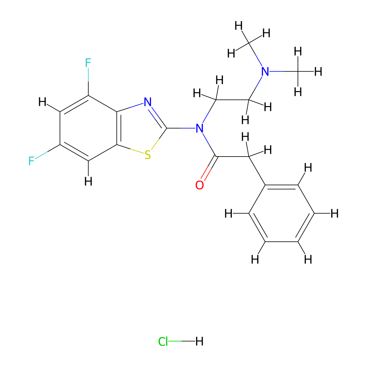 N-(4,6-difluorobenzo[d]thiazol-2-yl)-N-(2-(dimethylamino)ethyl)-2-phenylacetamide hydrochloride molecular structure, CAS 1215315-11-9