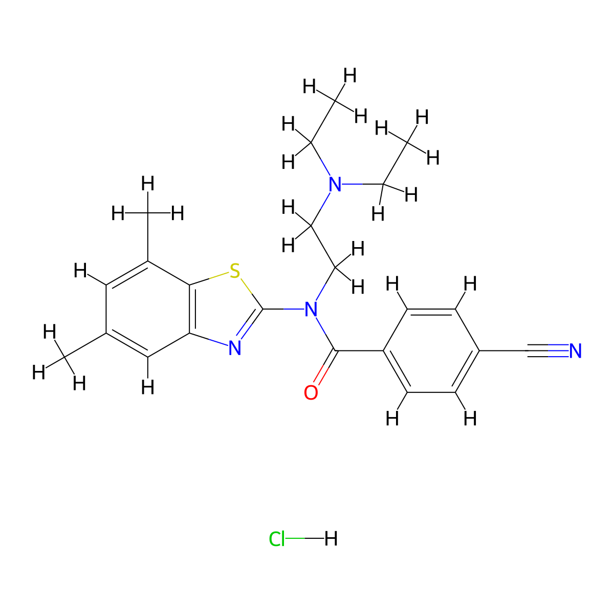 4-cyano-N-(2-(diethylamino)ethyl)-N-(5,7-dimethylbenzo[d]thiazol-2-yl)benzamide hydrochloride molecular structure, CAS 1215315-93-7