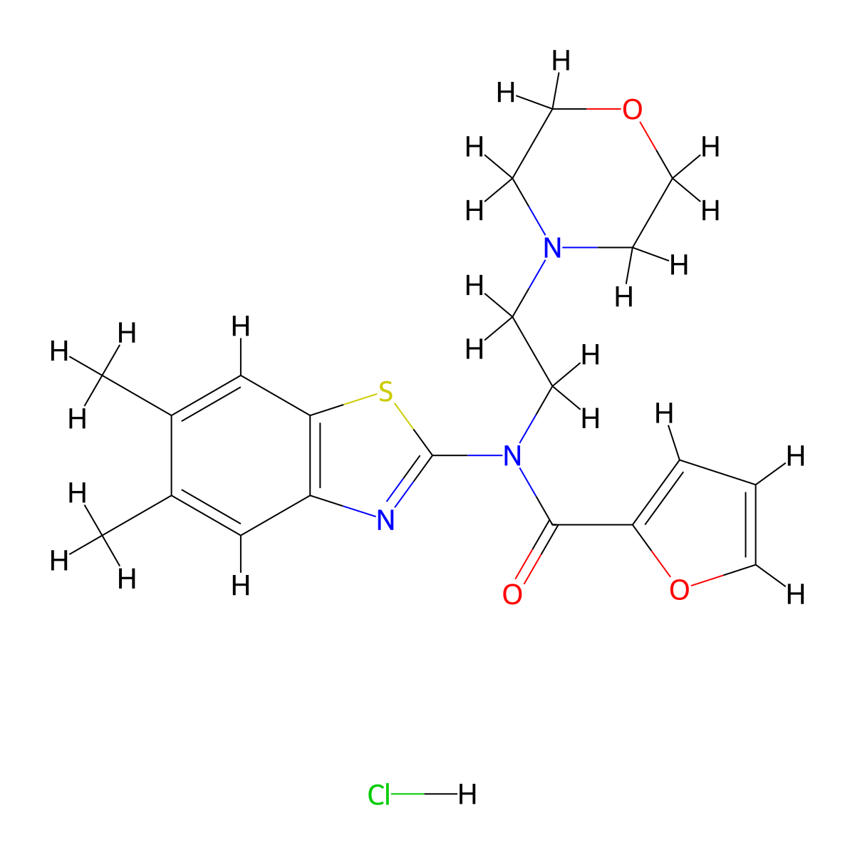 N-(5,6-dimethylbenzo[d]thiazol-2-yl)-N-(2-morpholinoethyl)furan-2-carboxamide hydrochloride molecular structure, CAS 1215317-32-0