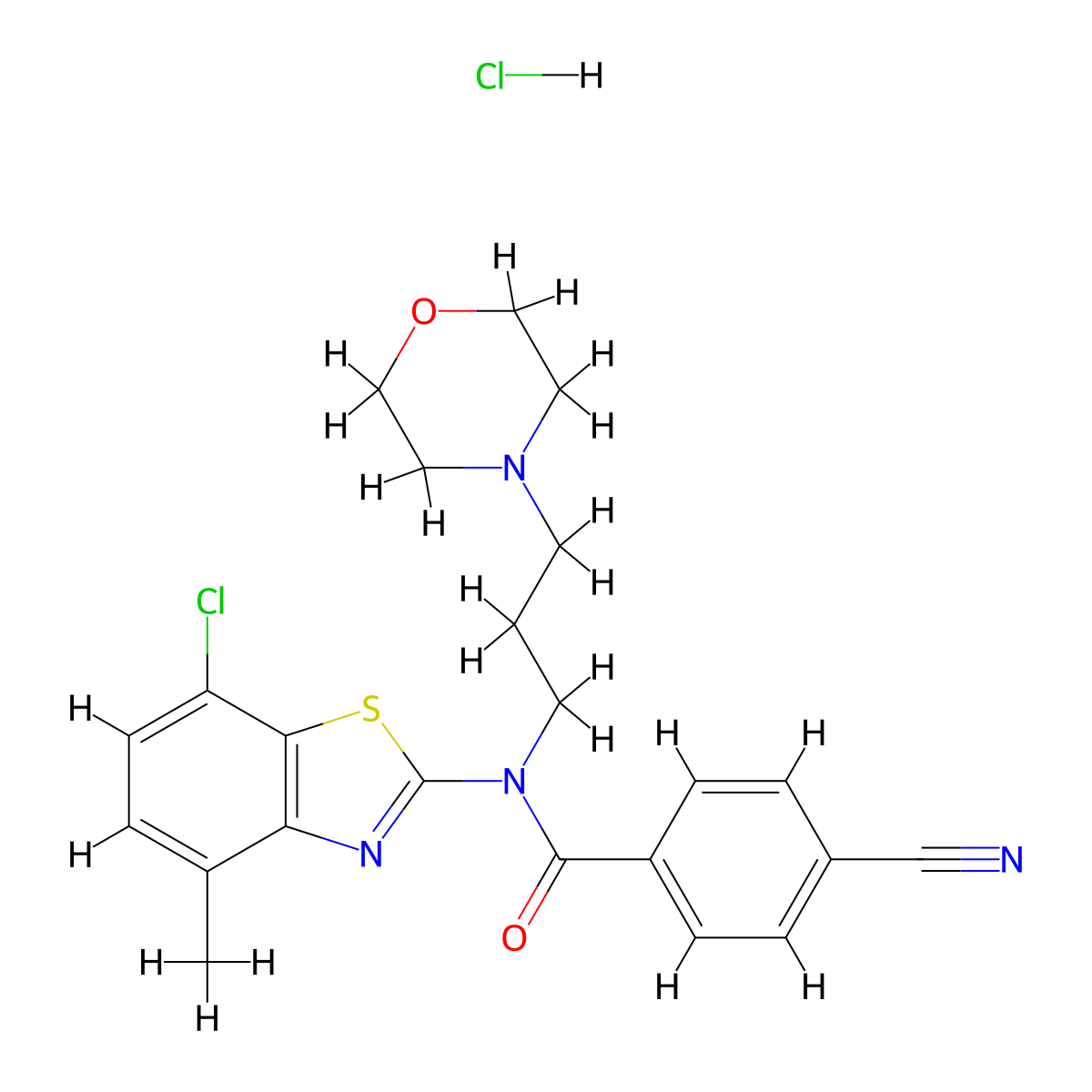 N-(7-chloro-4-methylbenzo[d]thiazol-2-yl)-4-cyano-N-(3-morpholinopropyl)benzamide hydrochloride molecular structure, CAS 1215319-73-5