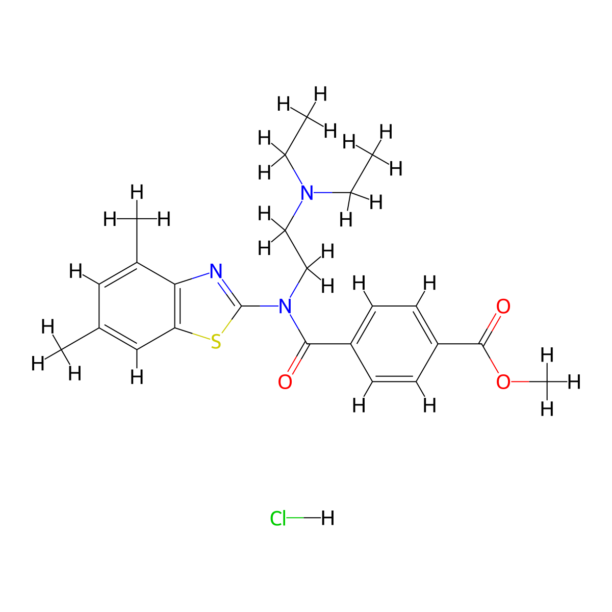 Methyl 4-((2-(diethylamino)ethyl)(4,6-dimethylbenzo[d]thiazol-2-yl)carbamoyl)benzoate hydrochloride molecular structure, CAS 1215320-53-8