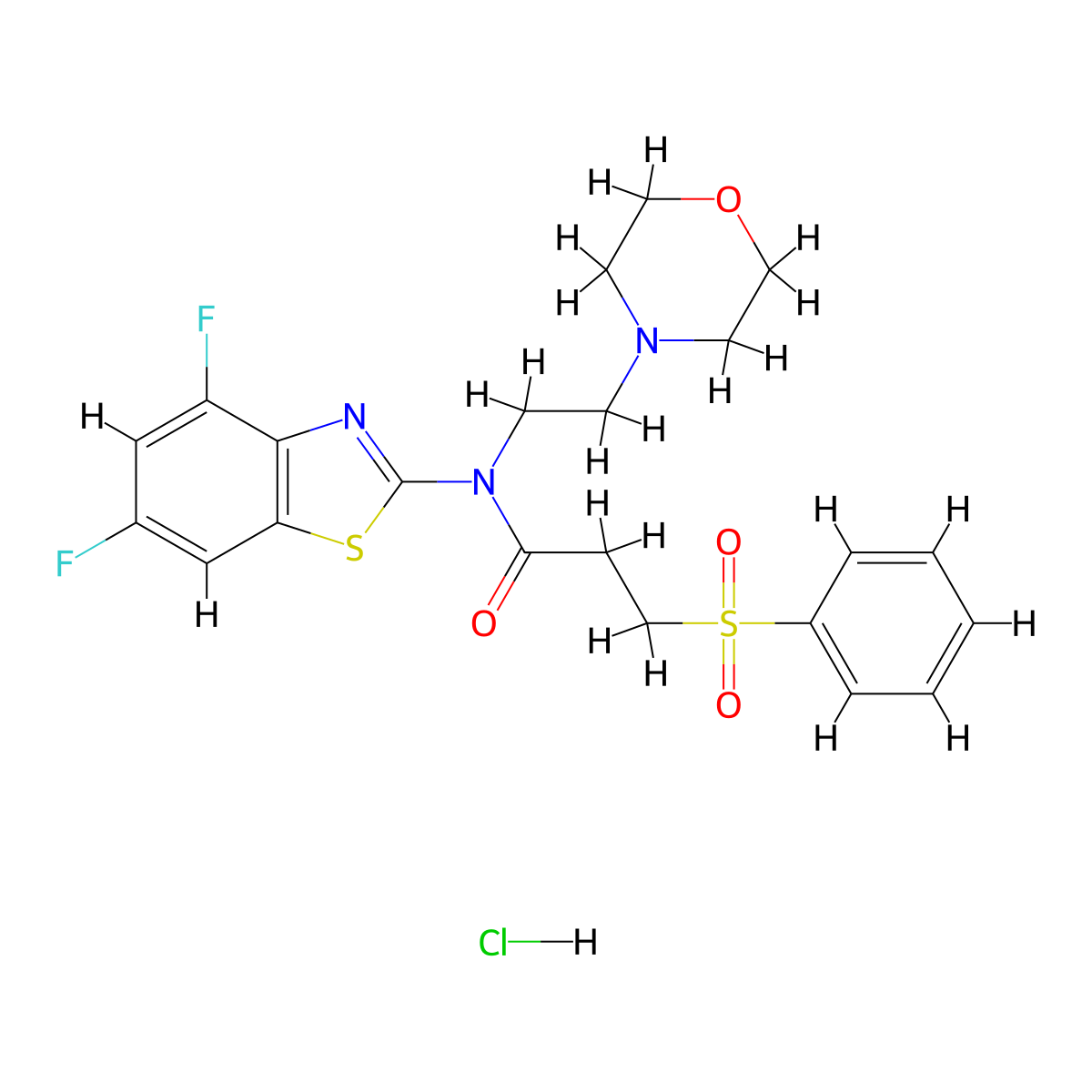 N-(4,6-difluorobenzo[d]thiazol-2-yl)-N-(2-morpholinoethyl)-3-(phenylsulfonyl)propanamide hydrochloride molecular structure, CAS 1215321-31-5