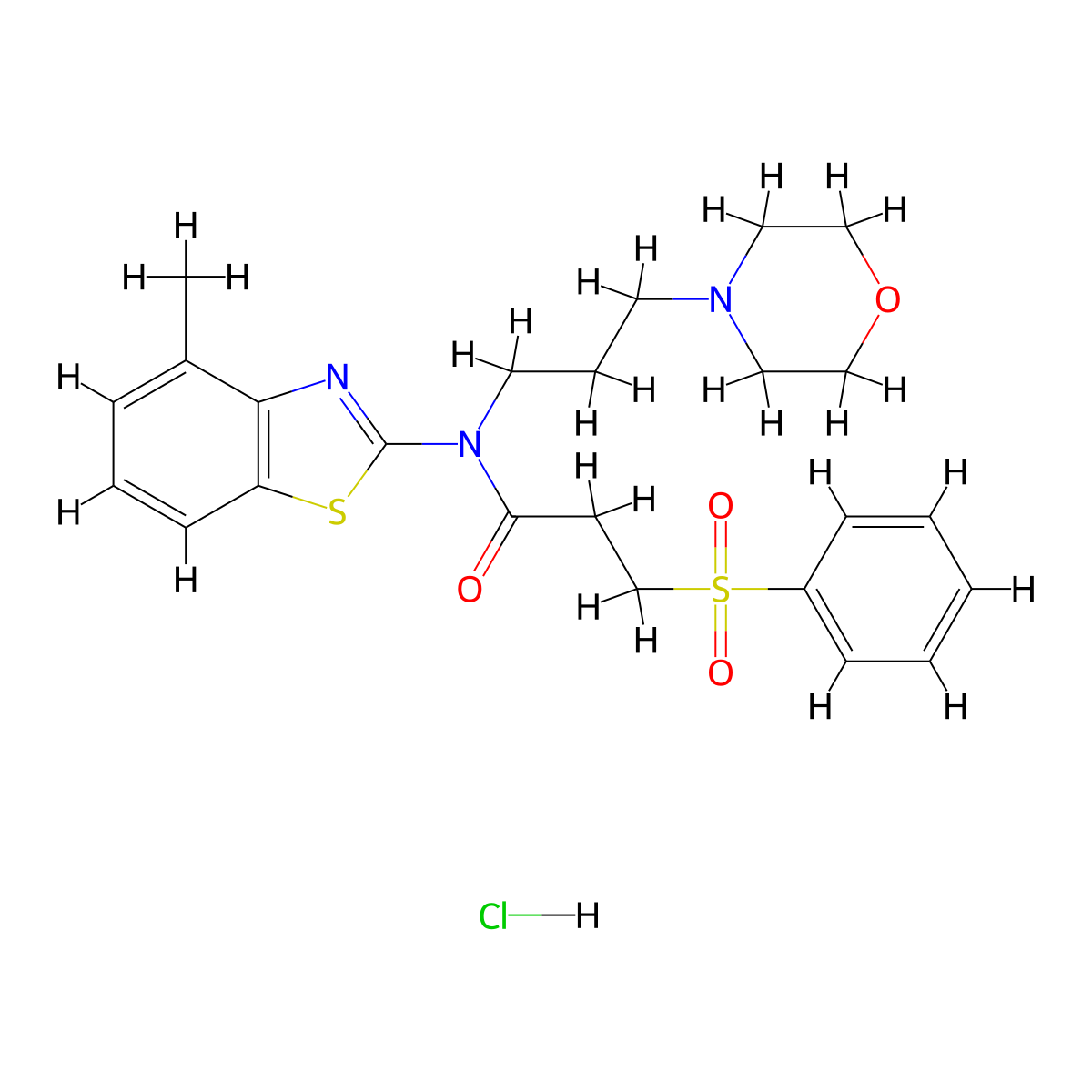 N-(4-methylbenzo[d]thiazol-2-yl)-N-(3-morpholinopropyl)-3-(phenylsulfonyl)propanamide hydrochloride molecular structure, CAS 1215322-07-8