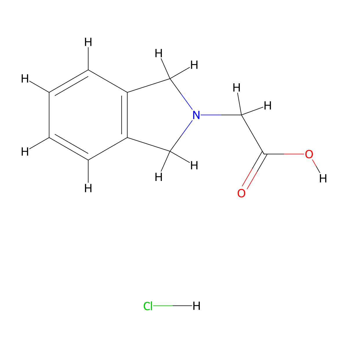 2-(2,3-dihydro-1H-isoindol-2-yl)acetic acid hydrochloride molecular structure, CAS 1215322-31-8