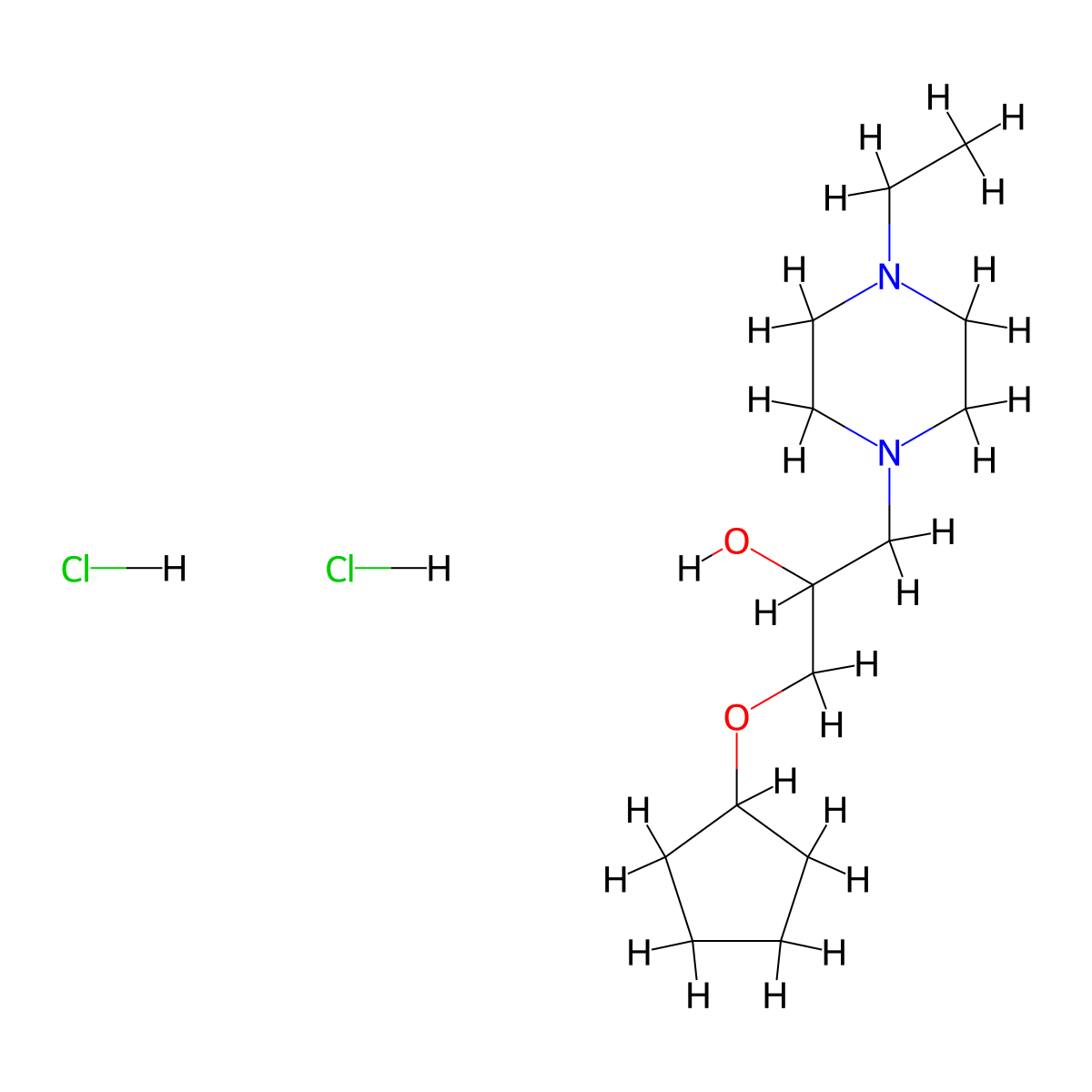 1-(Cyclopentyloxy)-3-(4-ethylpiperazin-1-yl)propan-2-ol dihydrochloride molecular structure, CAS 1215324-05-2