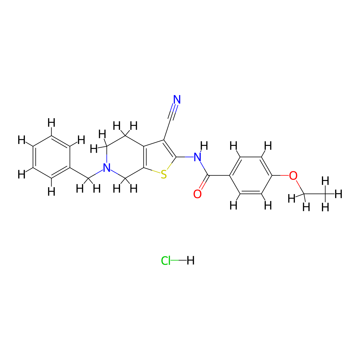 N-(6-benzyl-3-cyano-4,5,6,7-tetrahydrothieno[2,3-c]pyridin-2-yl)-4-ethoxybenzamide hydrochloride molecular structure, CAS 1215325-12-4