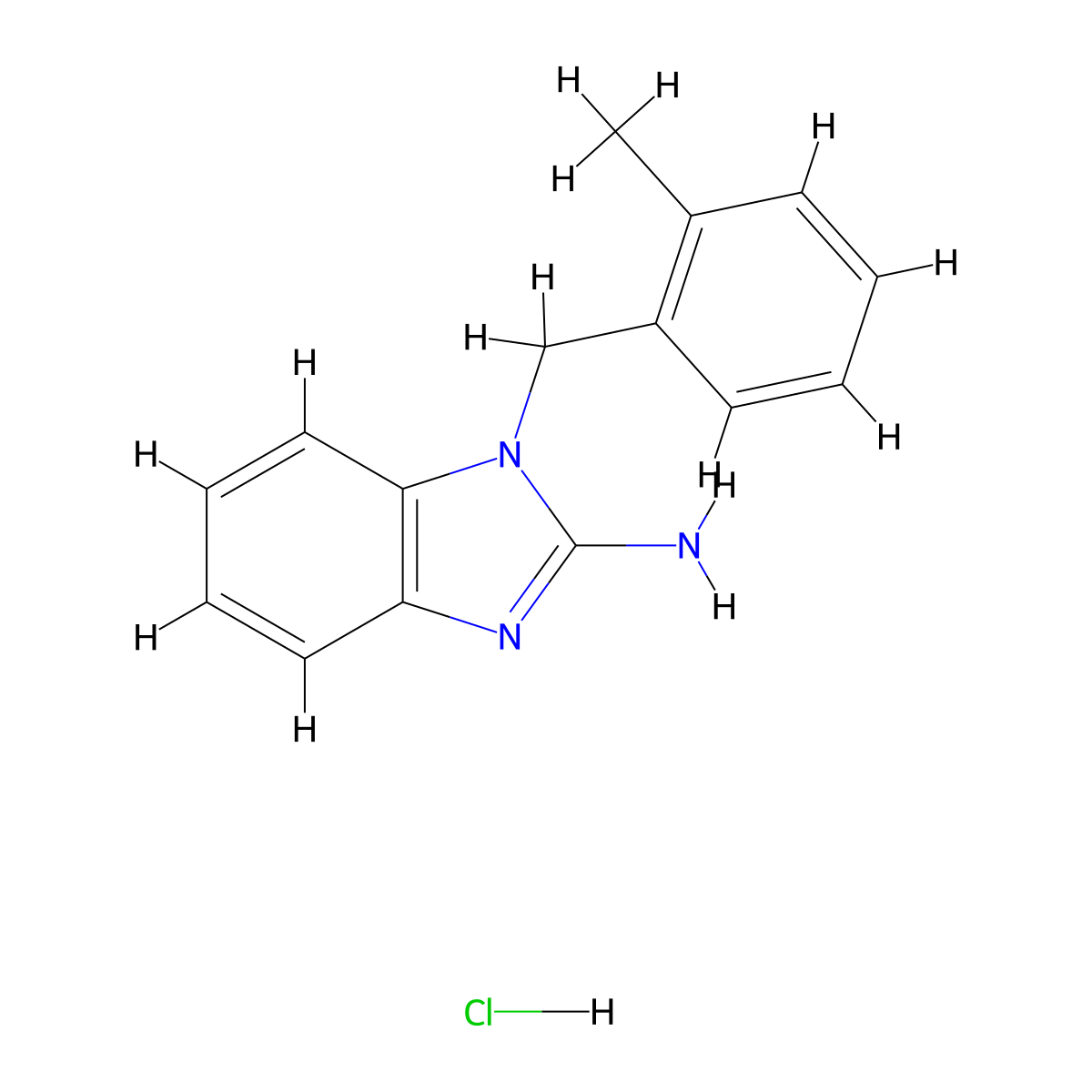 1-[(2-methylphenyl)methyl]-1H-1,3-benzodiazol-2-amine hydrochloride molecular structure, CAS 1215330-21-4