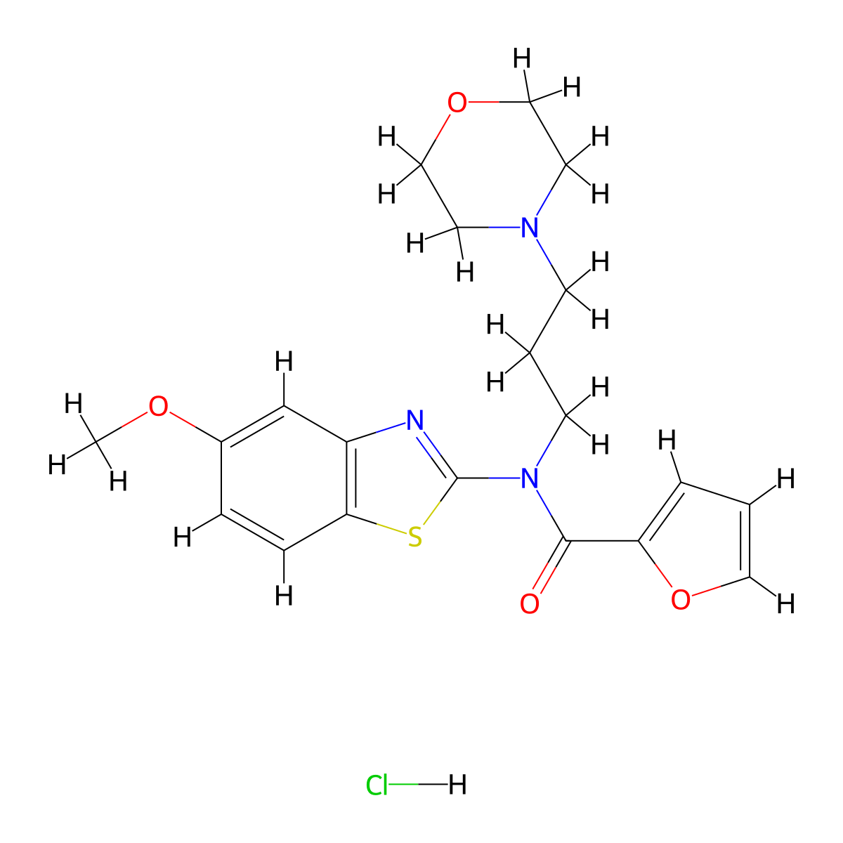 N-(5-methoxybenzo[d]thiazol-2-yl)-N-(3-morpholinopropyl)furan-2-carboxamide hydrochloride molecular structure, CAS 1215331-18-2