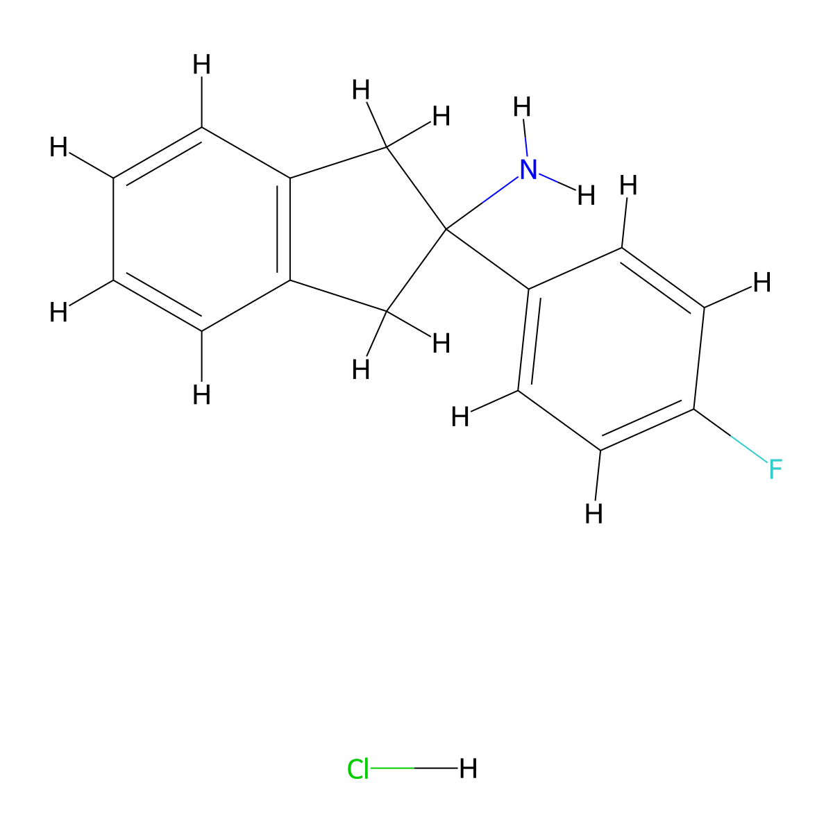 2-(4-Fluorophenyl)-1,3-dihydroinden-2-amine hydrochloride molecular structure, CAS 1215331-37-5