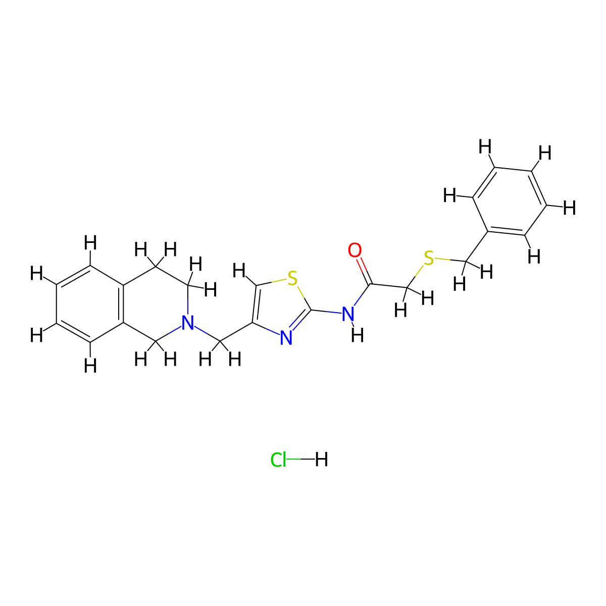 2-(benzylthio)-N-(4-((3,4-dihydroisoquinolin-2(1H)-yl)methyl)thiazol-2-yl)acetamide hydrochloride molecular structure, CAS 1215332-92-5