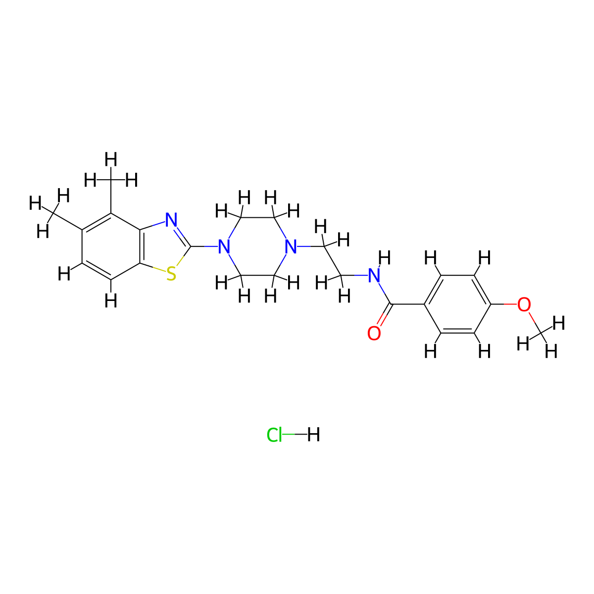 N-(2-(4-(4,5-dimethylbenzo[d]thiazol-2-yl)piperazin-1-yl)ethyl)-4-methoxybenzamide hydrochloride molecular structure, CAS 1215334-90-9