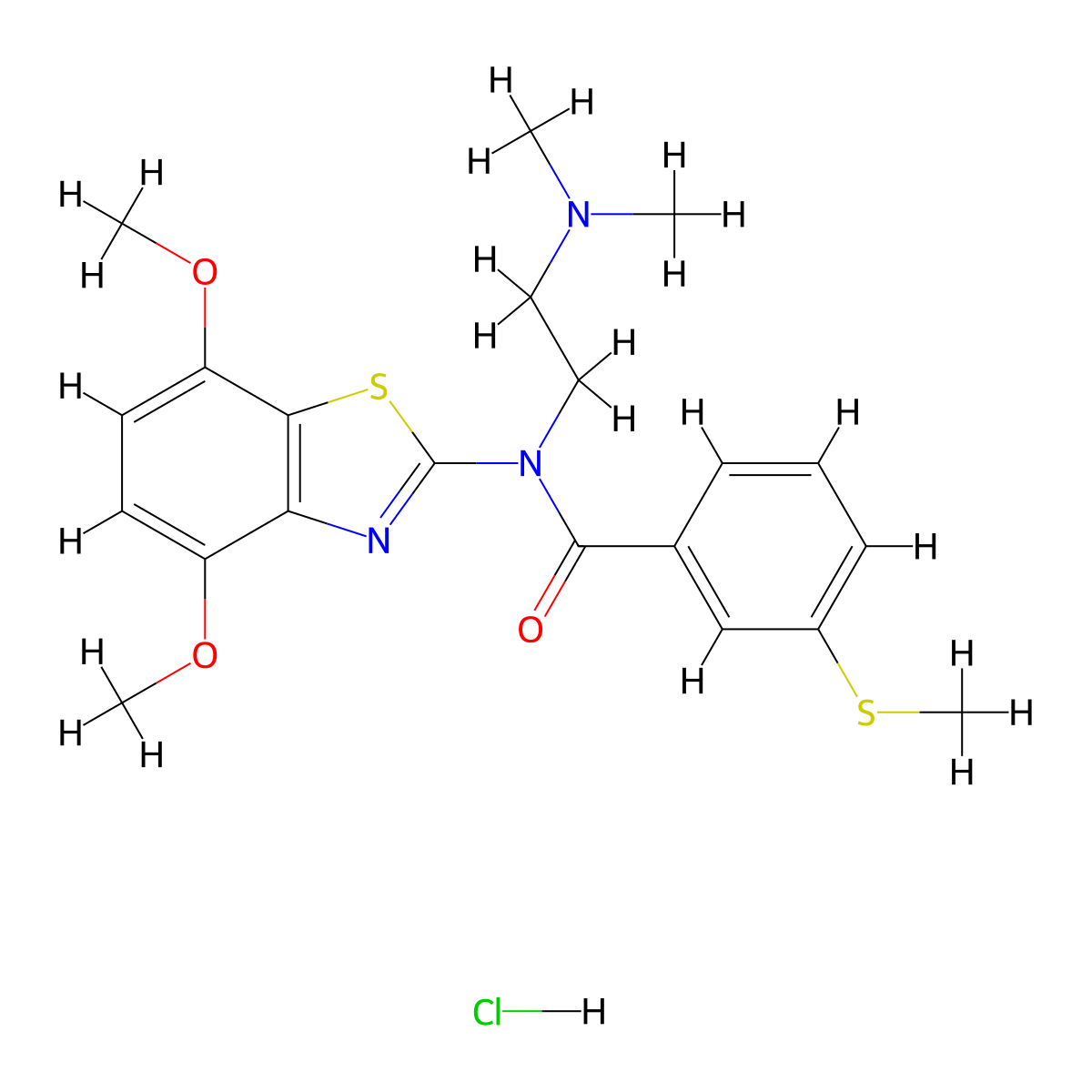 N-(4,7-dimethoxybenzo[d]thiazol-2-yl)-N-(2-(dimethylamino)ethyl)-3-(methylthio)benzamide hydrochloride molecular structure, CAS 1215338-04-7