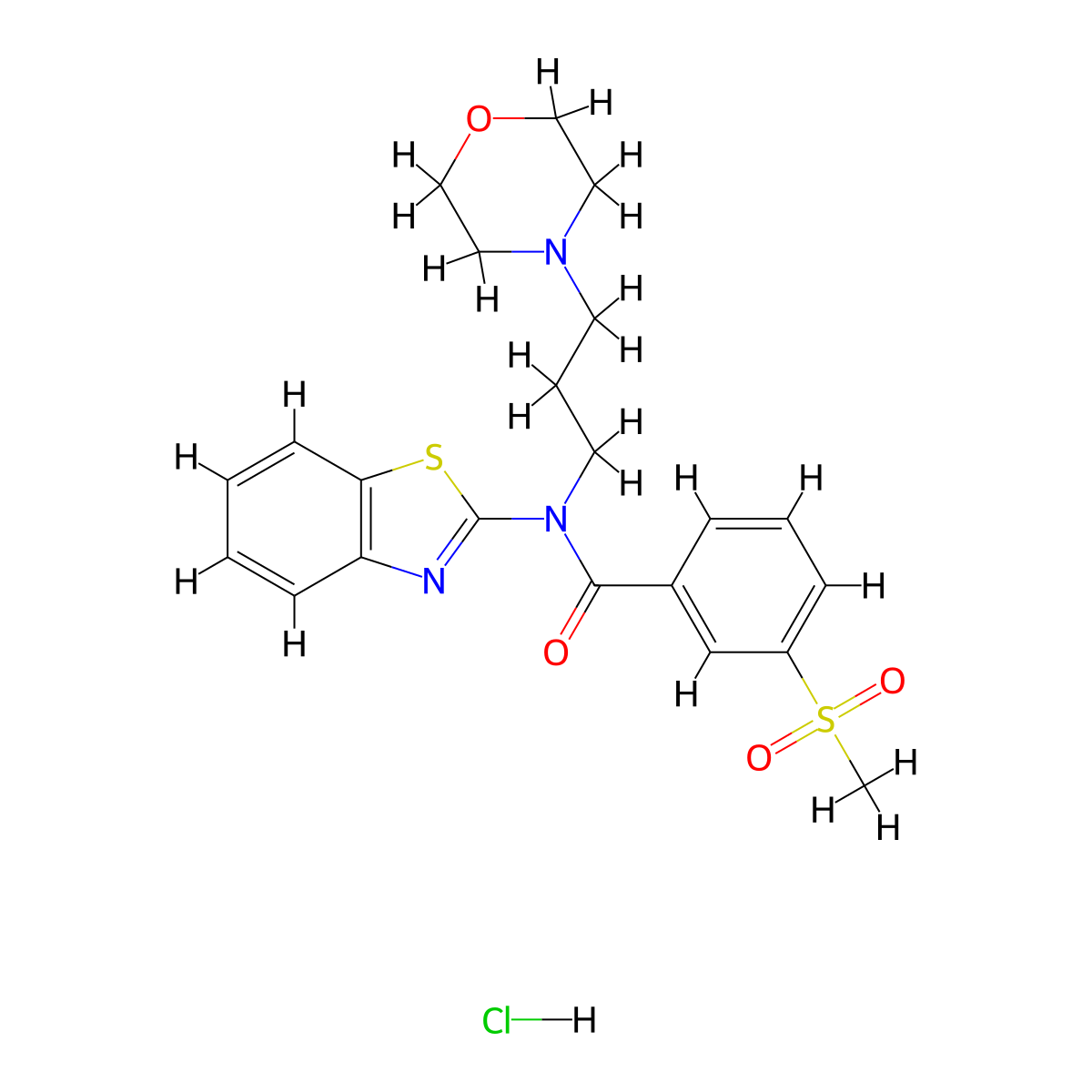 N-(1,3-Benzothiazol-2-YL)-3-methanesulfonyl-N-[3-(morpholin-4-YL)propyl]benzamide hydrochloride molecular structure, CAS 1215338-65-0