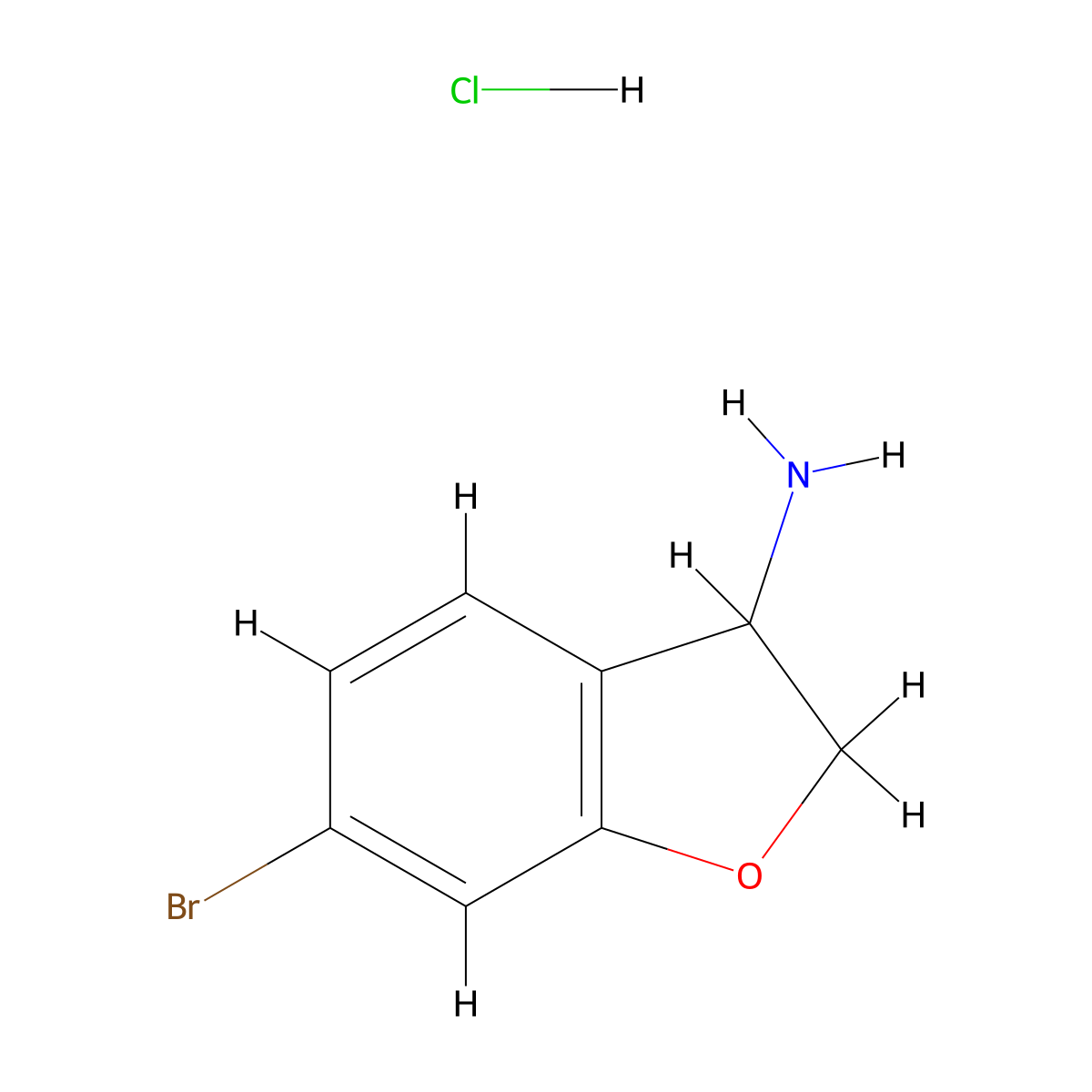 6-Bromo-2,3-dihydro-1-benzofuran-3-amine hydrochloride molecular structure, CAS 1215339-86-8