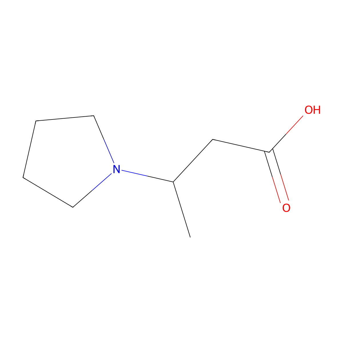 3-(Pyrrolidin-1-yl)butanoic acid molecular structure, CAS 121534-15-4