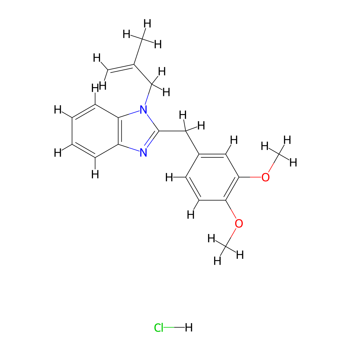 2-(3,4-dimethoxybenzyl)-1-(2-methylallyl)-1H-benzo[d]imidazole hydrochloride molecular structure, CAS 1215340-82-1