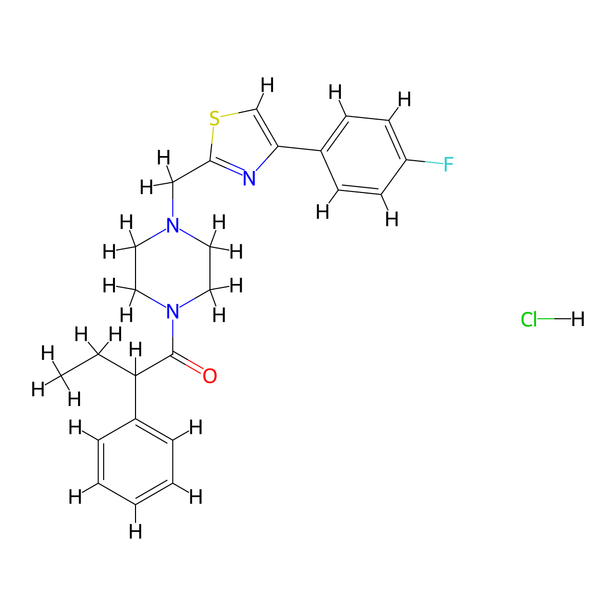 1-(4-((4-(4-Fluorophenyl)thiazol-2-yl)methyl)piperazin-1-yl)-2-phenylbutan-1-one hydrochloride molecular structure, CAS 1215345-29-1