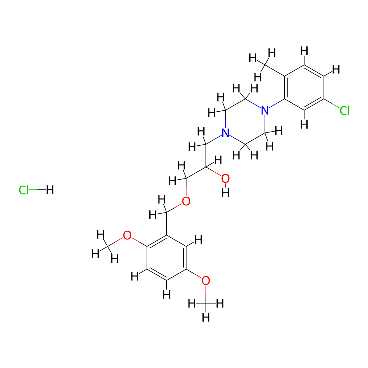 1-(4-(5-Chloro-2-methylphenyl)piperazin-1-yl)-3-((2,5-dimethoxybenzyl)oxy)propan-2-ol hydrochloride molecular structure, CAS 1215346-23-8