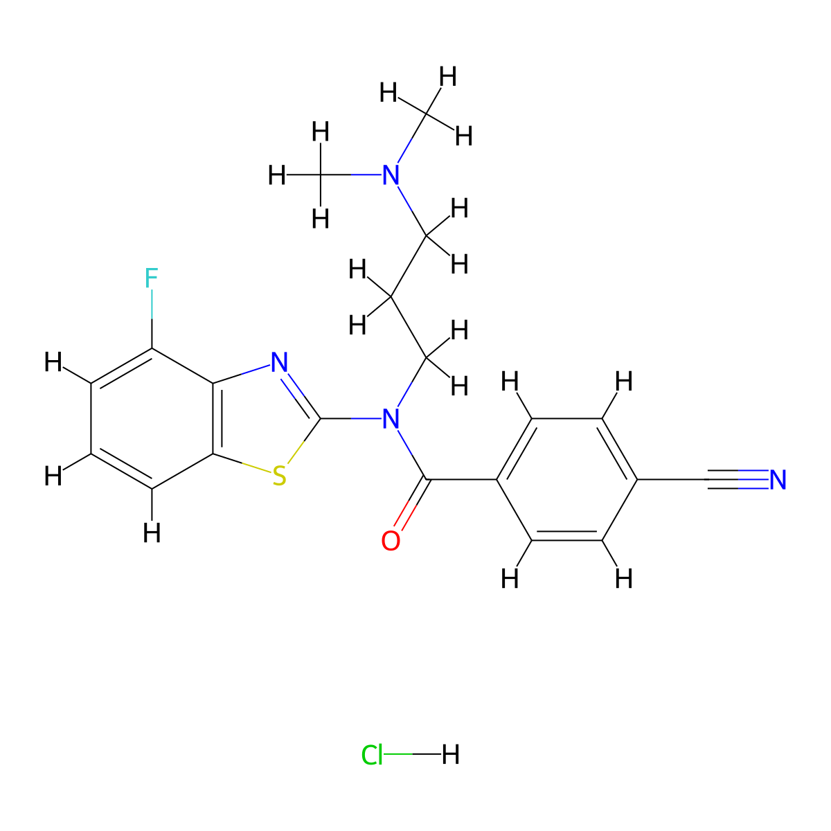 4-cyano-N-(3-(dimethylamino)propyl)-N-(4-fluorobenzo[d]thiazol-2-yl)benzamide hydrochloride molecular structure, CAS 1215346-65-8