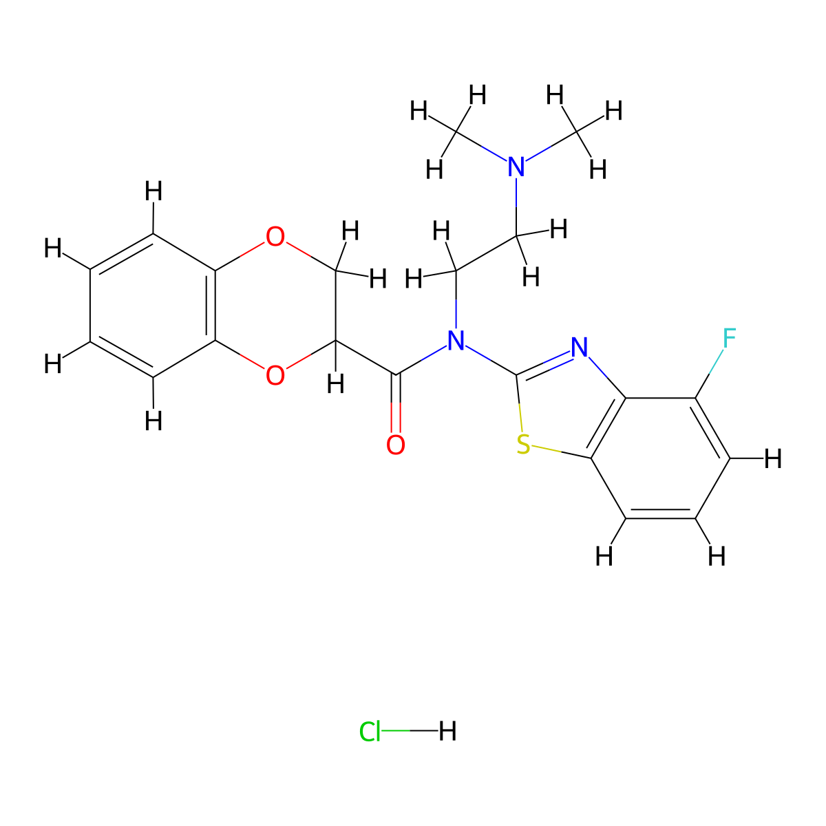 N-(2-(dimethylamino)ethyl)-N-(4-fluorobenzo[d]thiazol-2-yl)-2,3-dihydrobenzo[b][1,4]dioxine-2-carboxamide hydrochloride molecular structure, CAS 1215348-00-7
