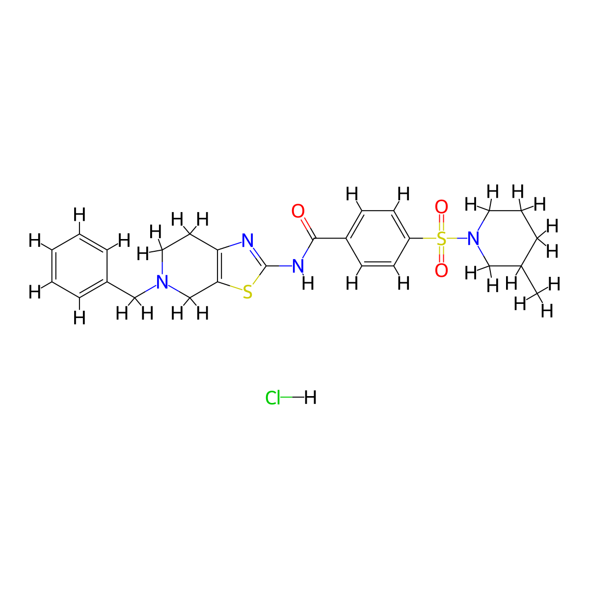 N-(5-benzyl-4,5,6,7-tetrahydrothiazolo[5,4-c]pyridin-2-yl)-4-((3-methylpiperidin-1-yl)sulfonyl)benzamide hydrochloride molecular structure, CAS 1215352-46-7